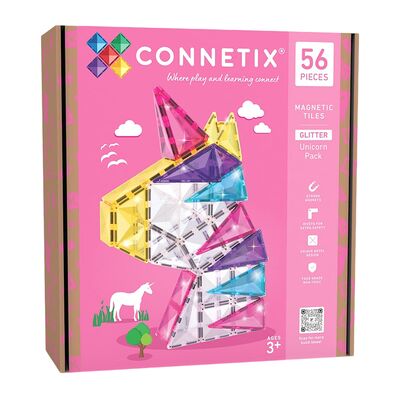 Connetix - Set Unicorno Glitter - 56 Pezzi - 100% Plastica ABS Atossic Connetix - Set Unicorno Glitter - 56 Pezzi - 100% Plastica ABS Atossic
