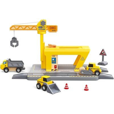 Hape - Set Binari con gru (E3878) Hape - Set Binari con gru (E3878)