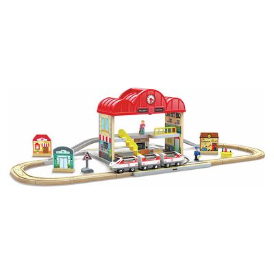 Hape - Set stazione ferroviaria portatile (E3877) Hape - Set stazione ferroviaria portatile (E3877)