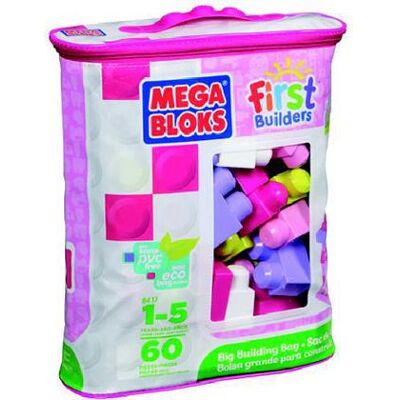 Mega Bloks - Nuova sacca ECO friendly Maxi mattoncini 60 pezziRosa (84 Mega Bloks - Nuova sacca ECO friendly Maxi mattoncini 60 pezziRosa (84