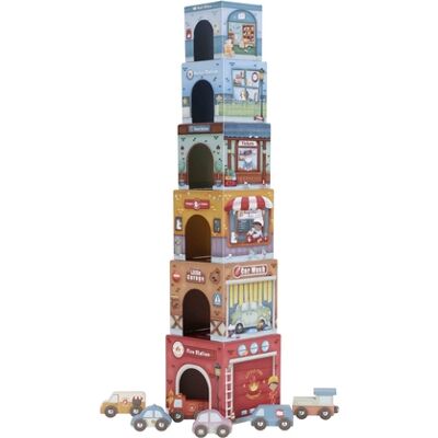 Little Dutch - Torre Impilabile con 6 Macchinine FSC (LD2525) Little Dutch - Torre Impilabile con 6 Macchinine FSC (LD2525)