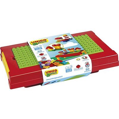 Androni Unico Plus - Mini Tavolo con mattoncini rossi, gialli, verdi e blu - Giocattolo di costruzione Androni Unico Plus - Mini Tavolo con mattoncini rossi, gialli, verdi e blu - Giocattolo di costruzione