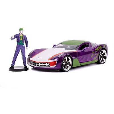 Jada - Auto Chevy Corvette Stingray 2009 Joker con personaggio scala 1 Jada - Auto Chevy Corvette Stingray 2009 Joker con personaggio scala 1