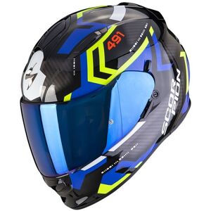 Casco Integrale Scorpion Exo-491 Spin Nero Blu Lucido Giallo Fluo