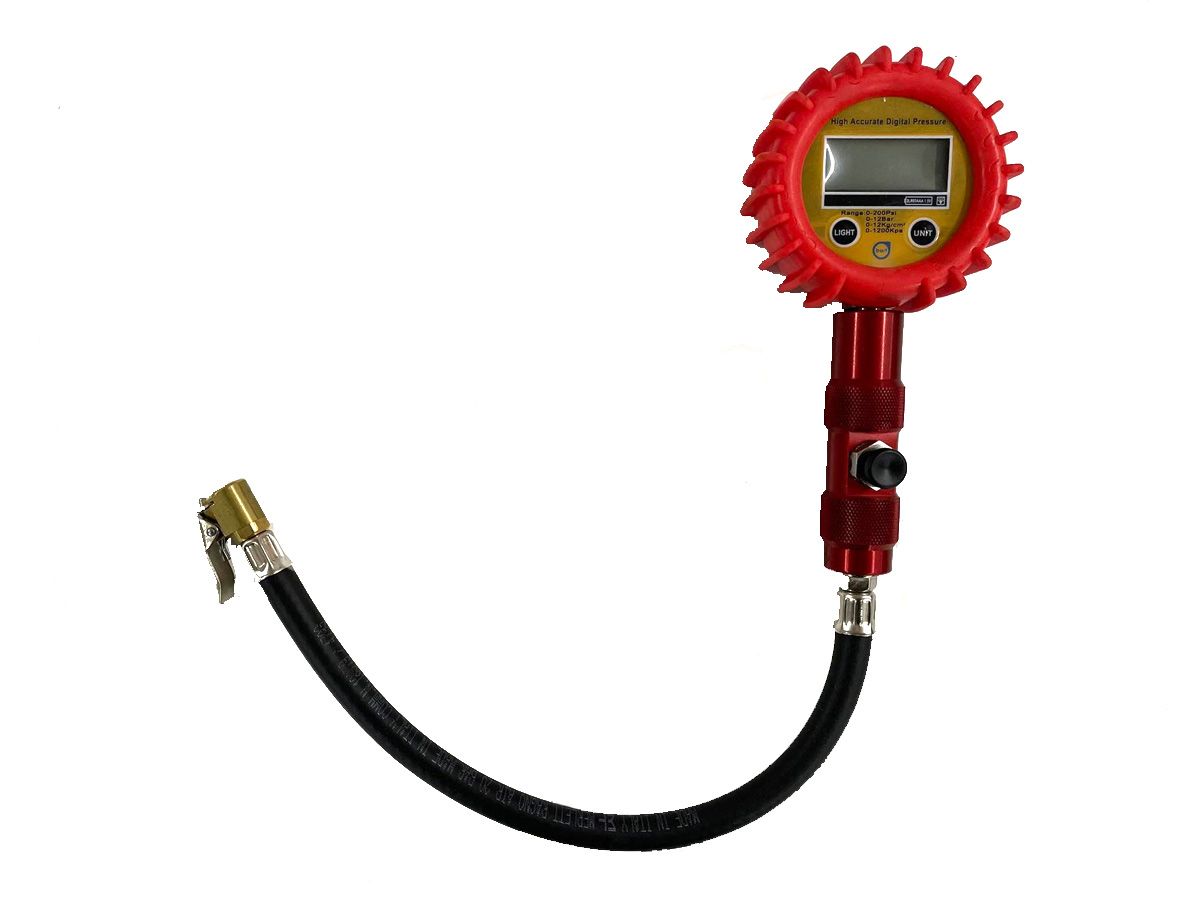 manometro digitale verifica pressione pneumatici tvr 63mm rosso