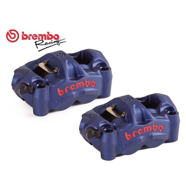 kit coppia pinze freno radiali brembo racing m50 monoblocco 100mm blu logo rosso