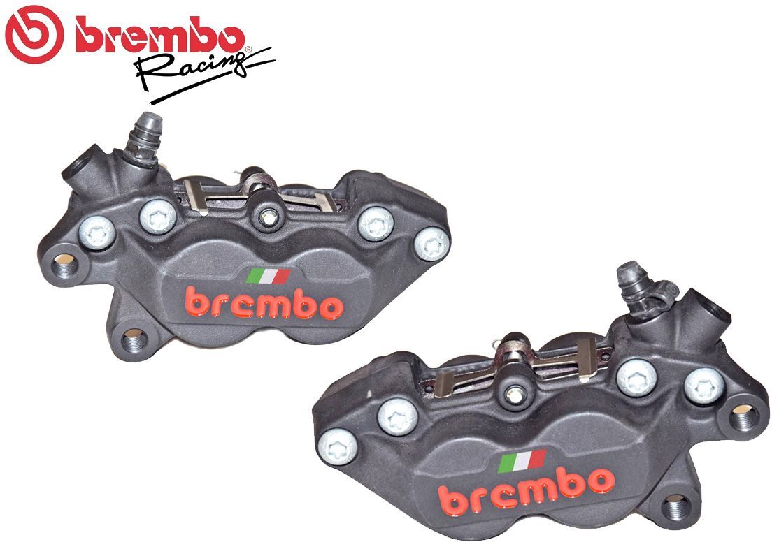 kit pinze freno nere con bandiera ita brembo racing cnc p4-40c + set pastiglie