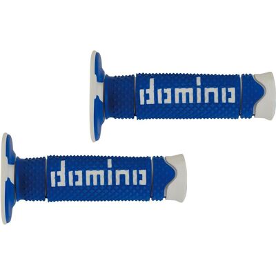 A260 Coppia Manopole Bianco / Blu Offroad Domino Diametro 22-26 Universali A260 Coppia Manopole Bianco / Blu Offroad Domino Diametro 22-26 Universali