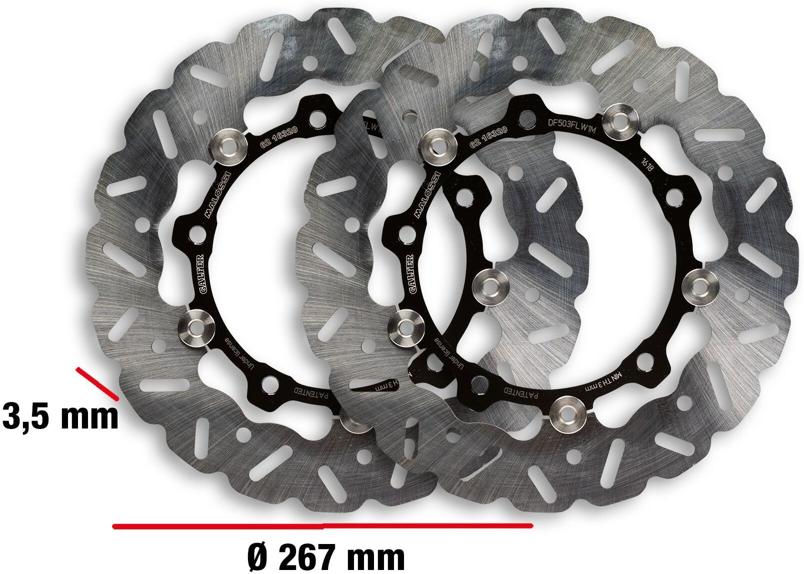 Coppia Dischi Freno Anteriore Whoop Disc Esterno 267-Spessore 3,5mm Malossi Yamaha T Max Sx 530 Ie 4t Lc Euro 4 2017+ (J415e)