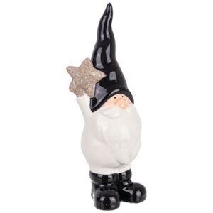 Bizzotto BALMY BABBO NATALE STAND IN PORCELLANA BIANCO E NERO CON STELLA 0938919