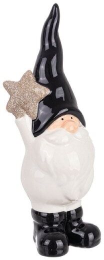 Bizzotto BALMY BABBO NATALE STAND IN PORCELLANA BIANCO E NERO CON STELLA 0938919