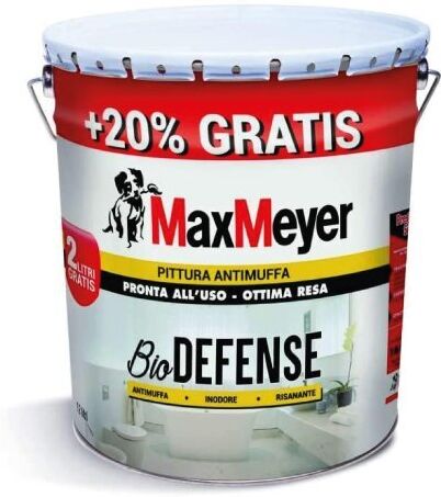 MaxMeyer BIODEFENCE PITTURA BIANCA ANTIMUFFA PER INTERNI PRONTA ALL'USO 10 + 2 LT.