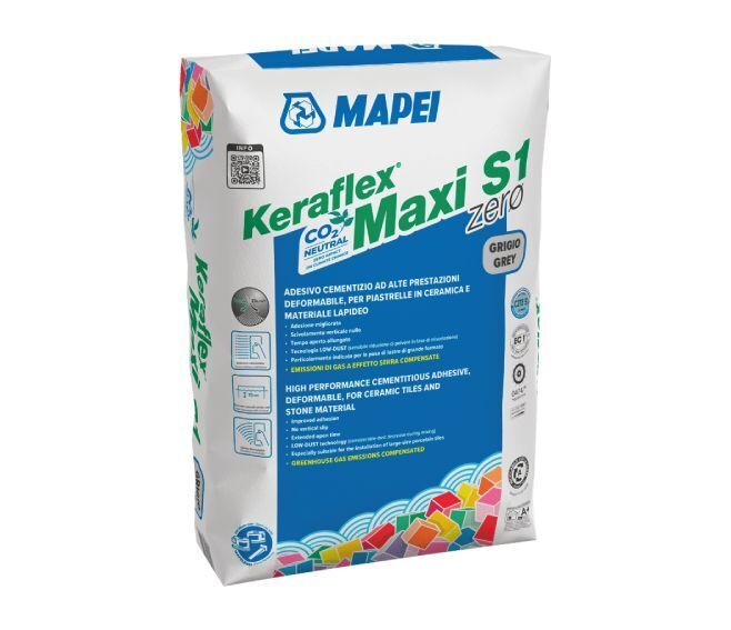 Mapei KERAFLEX MAXI S1 ZERØ ADESIVO CEMENTIZIO AD ALTE PRESTAZIONI SACCO DA 25 KG. COLORE GRIGIO 1202425