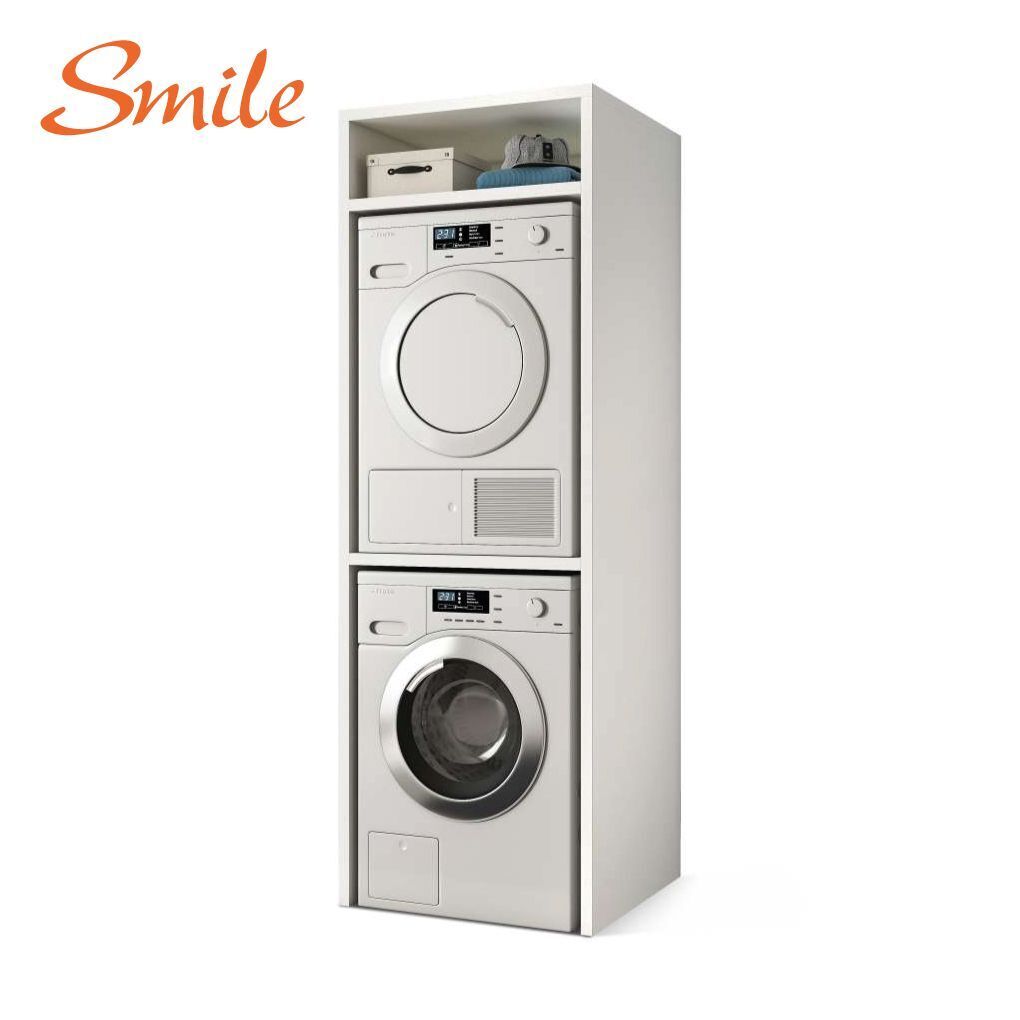 smile mobile lavanderia combinato a colonna per lavatrice e asciugatrice bianco 70x64x203 cm.