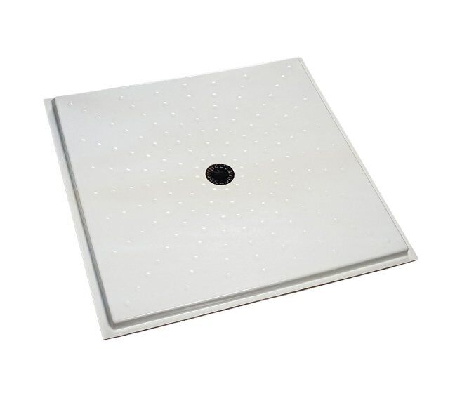 thermomat saniline piatto doccia a filo pavimento in pmma e abs 900 x 900 mm. foro centrale d.90 490n