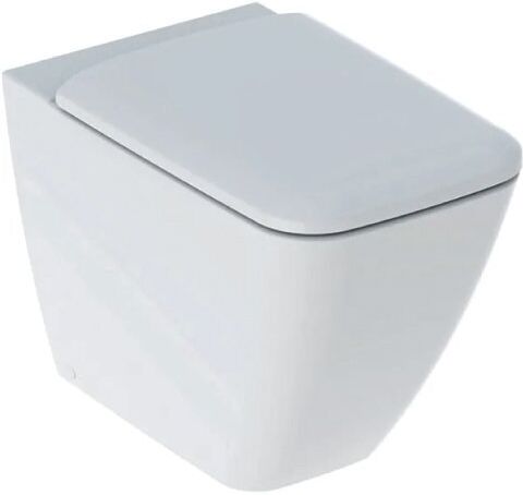 Geberit ICON SQUARE VASO A PAVIMENTO RIMFREE BTW FILO PARETE A CACCIATA CON SEDILE WC SOFT-CLOSE BIANCO 500.825.00.1