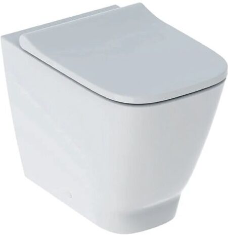 Geberit SMYLE SQUARE VASO A PAVIMENTO RIMFREE BTW FILO PARETE A CACCIATA CON SEDILE WC SOFT-CLOSE BIANCO 500.829.00.1