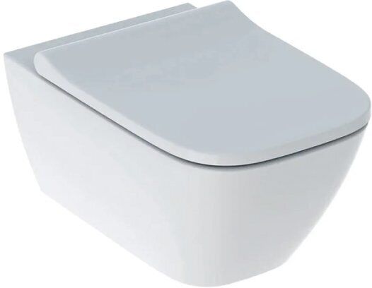 Geberit SMYLE SQUARE VASO SOSPESO RIMFREE A CACCIATA CON FISSAGGIO NASCOSTO E SEDILE WC SOFT-CLOSE BIANCO 500.683.01.1