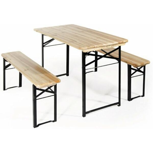 verdelook set birreria 2 panche e tavolo 70x220 cm. in legno/ferro