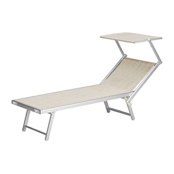 garden friend ibiza lettino mare regolabile con parasole orientabile beige ecru' l1532420