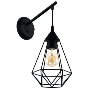 Eglo TARBES APPLIQUE CON BRACCIO IN METALLO E 1 PARALUME PENDENTE DIAMANTE NERO E27 1X60W 49081