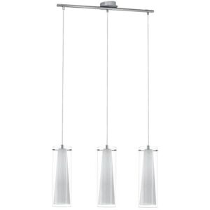 Eglo PINTO LAMPADA A SOSPENSIONE IN METALLO CROMATO 3 LUCI CON DIFFUSORI IN VETRO BIANCO E27 3X40W 89833