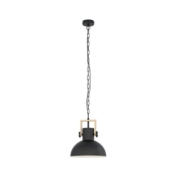 eglo lubenham lampada a sospensione con paralume rotondo in acciaio nero e27 1x28w 43162