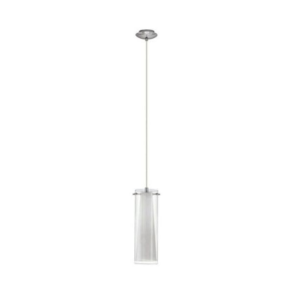 eglo pinto lampada a sospensione in metallo cromato con diffusore in vetro bianco e27 1x40w 89832