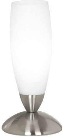 Eglo SLIM LAMPADA DA TAVOLO IN VETRO BIANCO CON BASE ROTONDA NICHEL E14 1X40W 82305