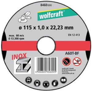 Wolfcraft DISCO DA TAGLIO PER ACCIAIO INOX EXTRA SOTTILE DN. LAVORO 115 3 PEZZI 8460000