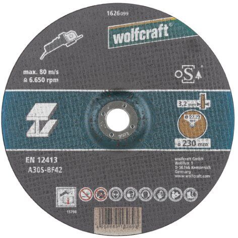 wolfcraft disco da taglio per metallo Ø 230 mm. a centro depresso 1626099