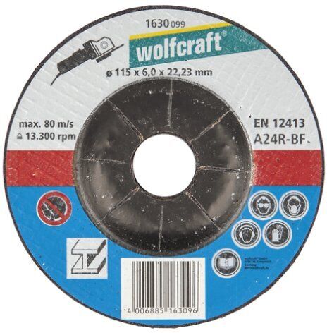 wolfcraft disco per sgrossare per metallo Ø 115 mm. a centro depresso 1630099