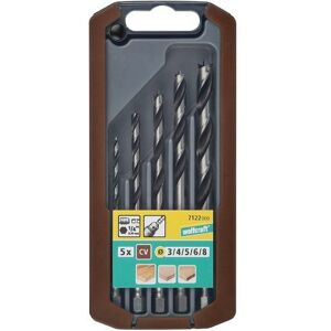 Wolfcraft SET 5 PUNTE ELICOIDALI CV PER LEGNO CODOLO ESAGONALE DN. 3, 4, 5, 6, 8 MM. 7122000