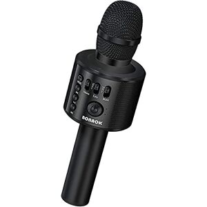 BONAOK Microfono Karaoke, Microfono Wireless 3 in 1, Microfono per Bambini, Microfono Portatile, Microfono per Casa, Compatibile con Dispositivi Android Bluetooth (Nero)