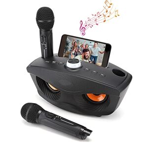 Bewinner Karaoke Wireless,Altoparlante Bluetooth per la Casa con due Microfoni,Microfono Altoparlante Karaoke Portatile per Feste in Casa Microfono Bluetooth Portatile Altoparlante Karaoke Casa nero