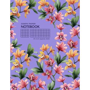 Kate, Katie Graph Paper Notebook 1/5 Inch Squares: 8.5 x 11 Large Composition Book Quad Ruled for Math / Science   Orchid Tropical Plant Design Blue-Violet