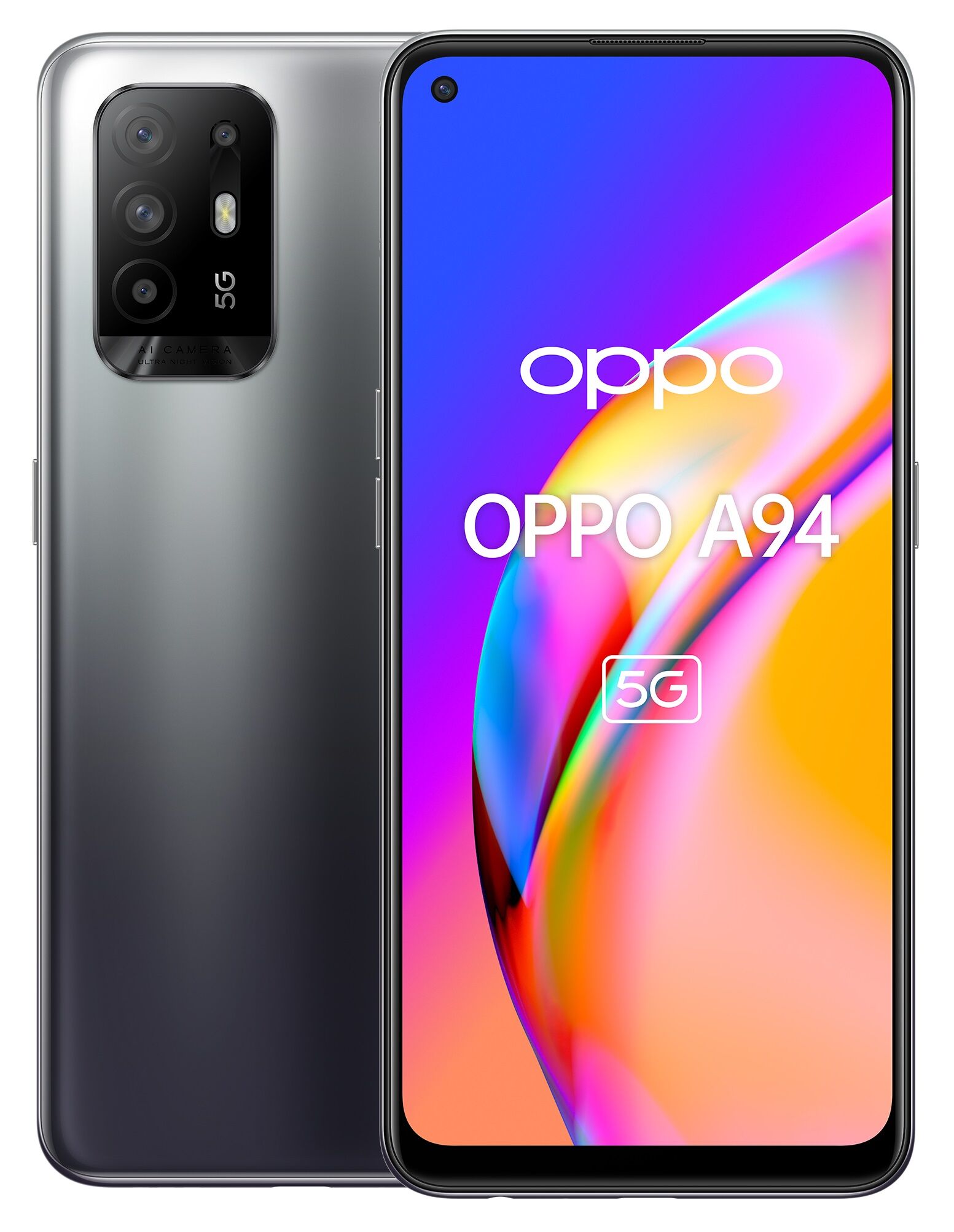 Oppo A94 5G A94 Smartphone 5G, 173g, Display 6.43" FHD+ AMOLED, 4 Fotocamere 48MP, RAM 8GB ESPANDIBILE FINO A 13GB+ROM 128GB, Batteria 4310mAh, Ricarica VOOC 30W, Dual Sim, [Versione Italiana], Fluid Black