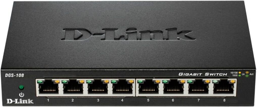 D-Link DGS-108 switch di rete Non gestito Nero D-Link DGS-108 switch di rete Non gestito Nero
