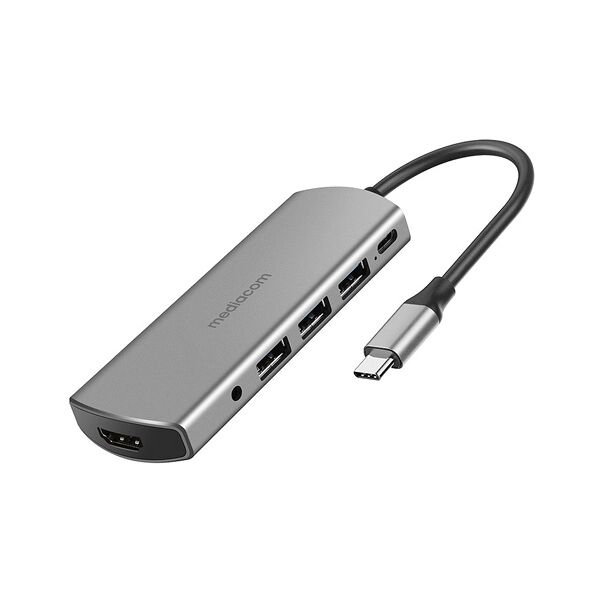 mediacom adattatore usb-c / hdmi + usb-c + 3 usb 3.0 md-c309