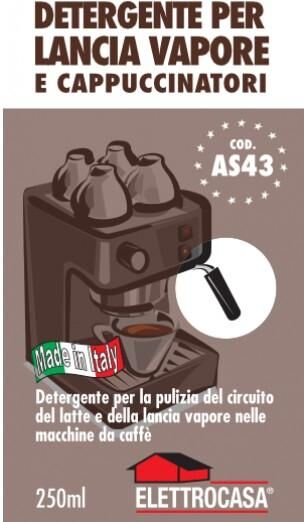 ELETTROCASA AS 43 detergente per lancia a vapore e circuito latte macchina da caffè 250 ml ELETTROCASA AS 43 detergente per lancia a vapore e circuito latte macchina da caffè 250 ml