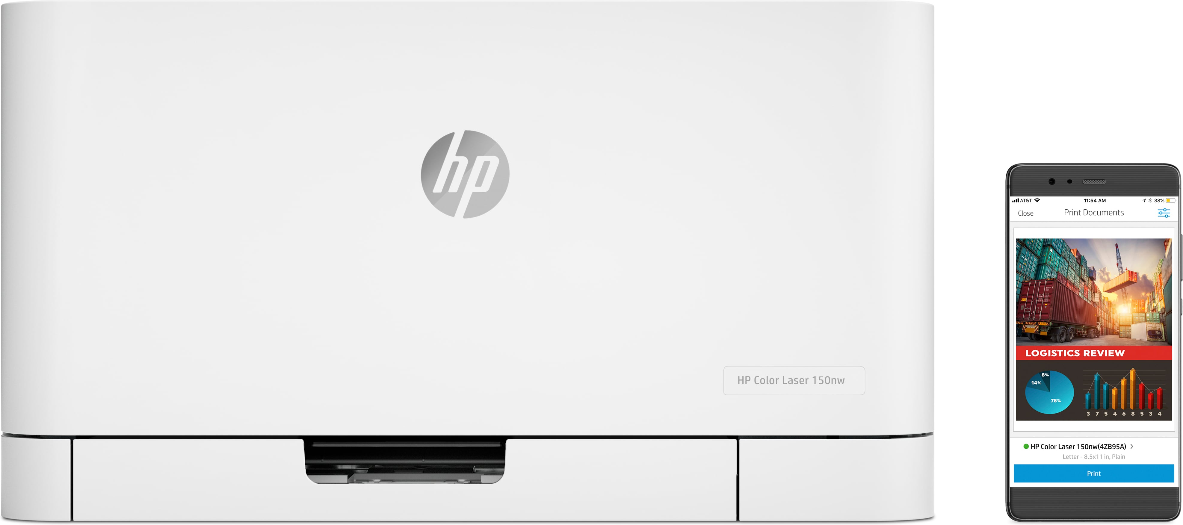 hp stampante laser a colori wifi 150nw 4zb95a