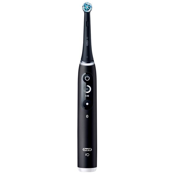 braun oral-b io 6 spazzolino elettrico nero lava con display in bianco e nero, 1 testina, 1 custodia da viaggio, designed by