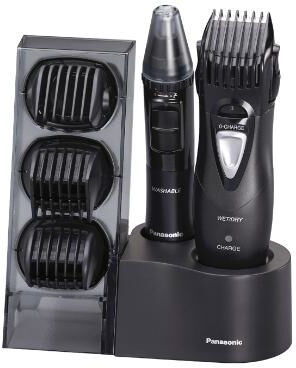 panasonic er-gy10, kit multigrooming per barba, capelli e corpo, 4 pettini accessori, wet&dry,; nero/silver