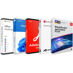 PACCHETTO PLATINUM Windows 11, Office 2021, Bitdefender 2023, Autocad 2024, Adobe Acrobat Pro Dc 2023