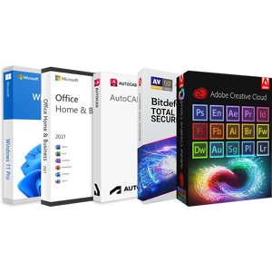 PACCHETTO PREMIUM Windows 11, Office 2021, Bitdefender, Autocad 2024, Adobe Pack 2022