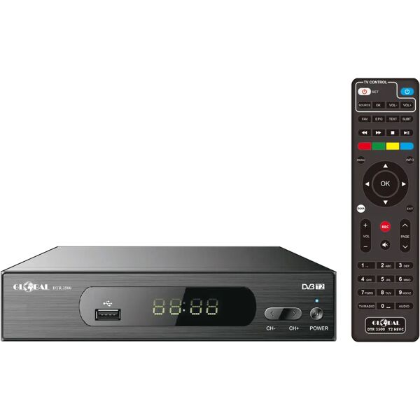 tecnomat decoder digitale terrestre dtr 3500 plus dvb-t2 hecvc 1080p hdr con telecomando 2 in 1