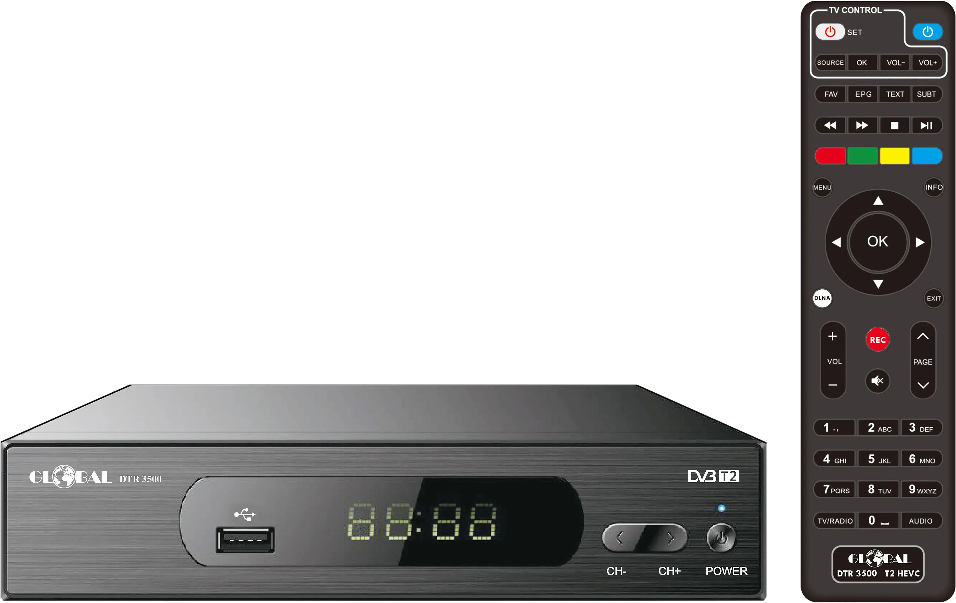 Tecnomat DECODER DIGITALE TERRESTRE DTR 3500 PLUS DVB-T2 HECVC 1080p HDR CON TELECOMANDO 2 IN 1