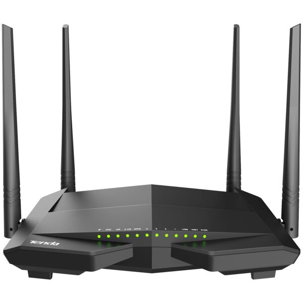 tenda router  adsl wifi dualband 867 mbps 5ghz 300 mbps a 2,4ghz 4 porte switch 4 antenne