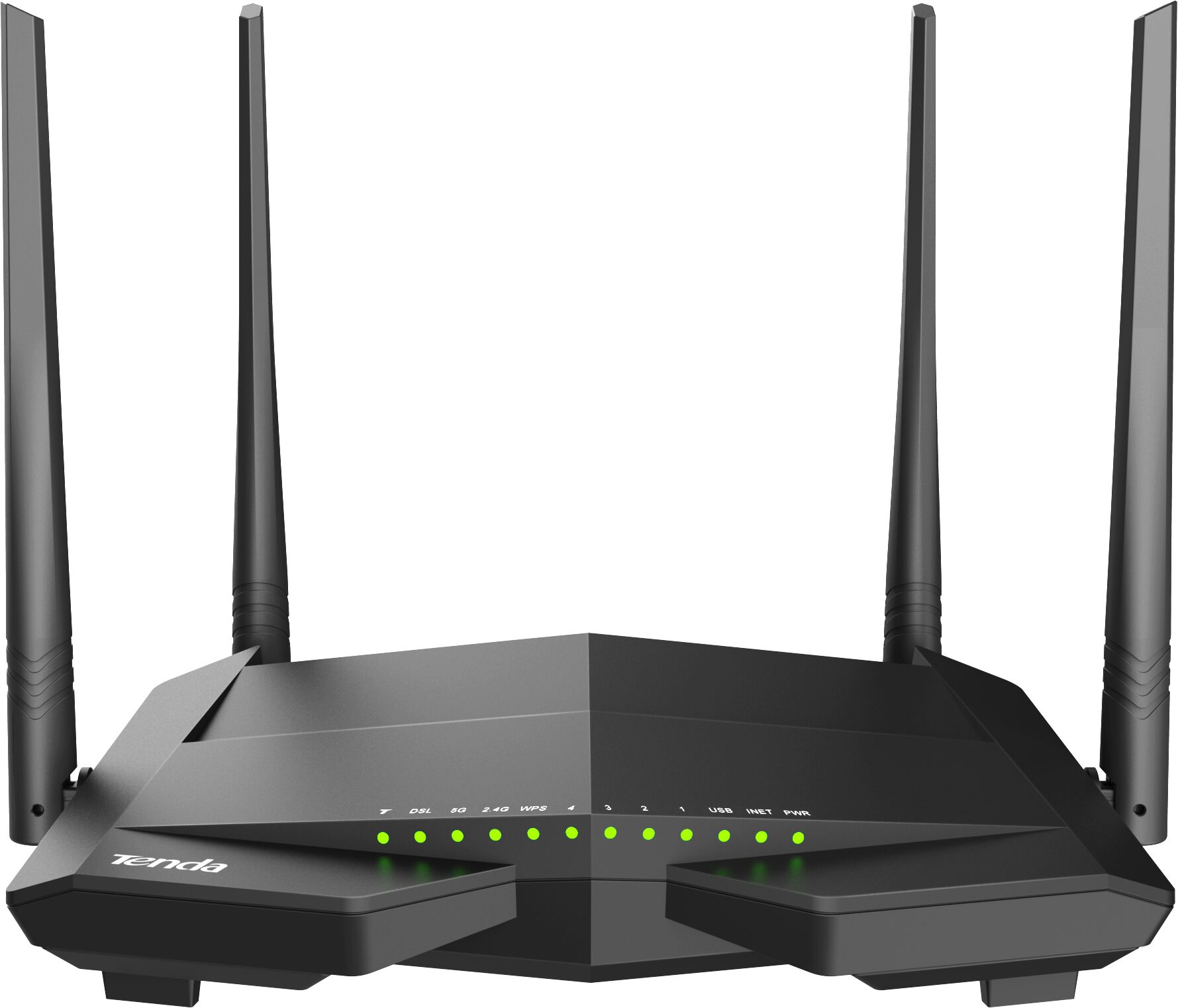 tenda router  adsl wifi dualband 867 mbps 5ghz 300 mbps a 2,4ghz 4 porte switch 4 antenne