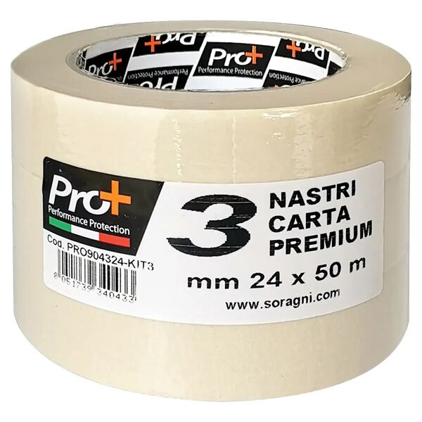 pro+ kit 3 nastri carta adesiva 9043  2,4 cm x 50 m